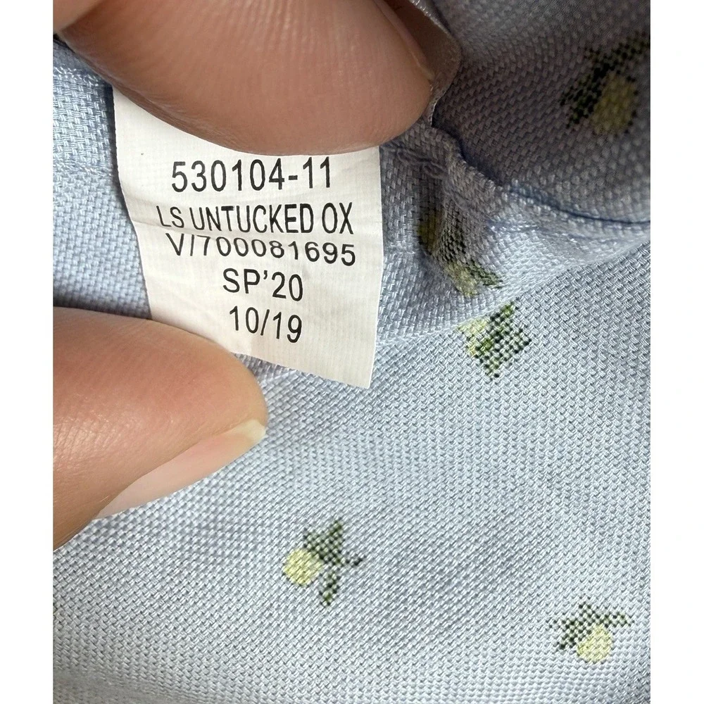 Banana‎ Republic Oxford Untucked Fit Men's L Blue Button Front Shirt Lemon Print